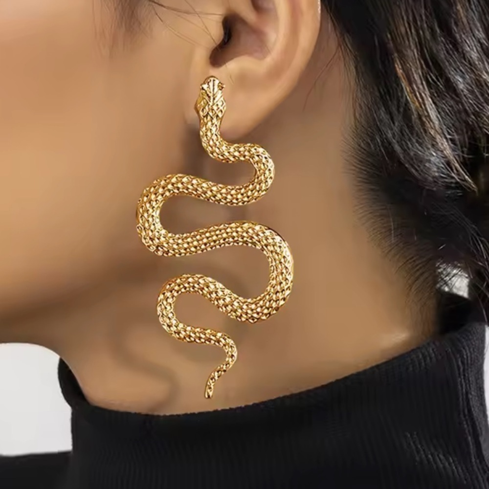 Serpentine serpent Snake gold Earrings